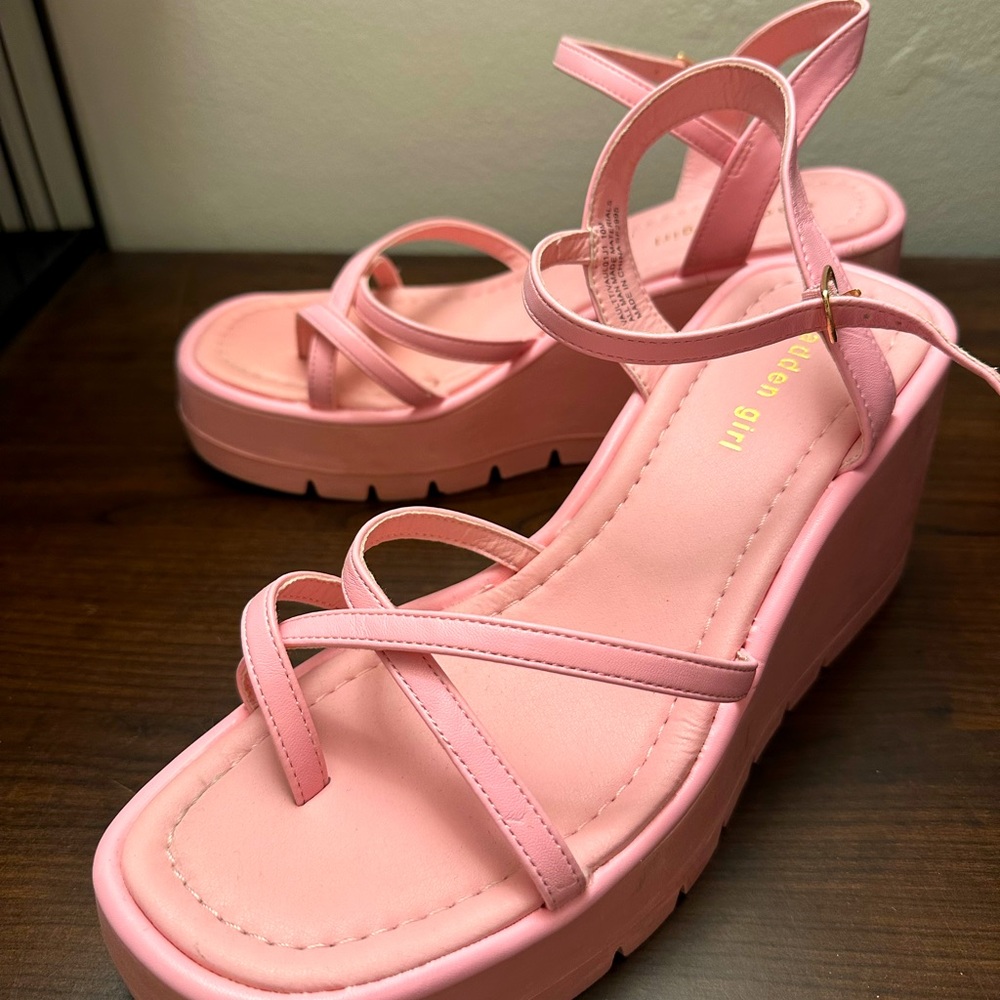 Pink platform sandals